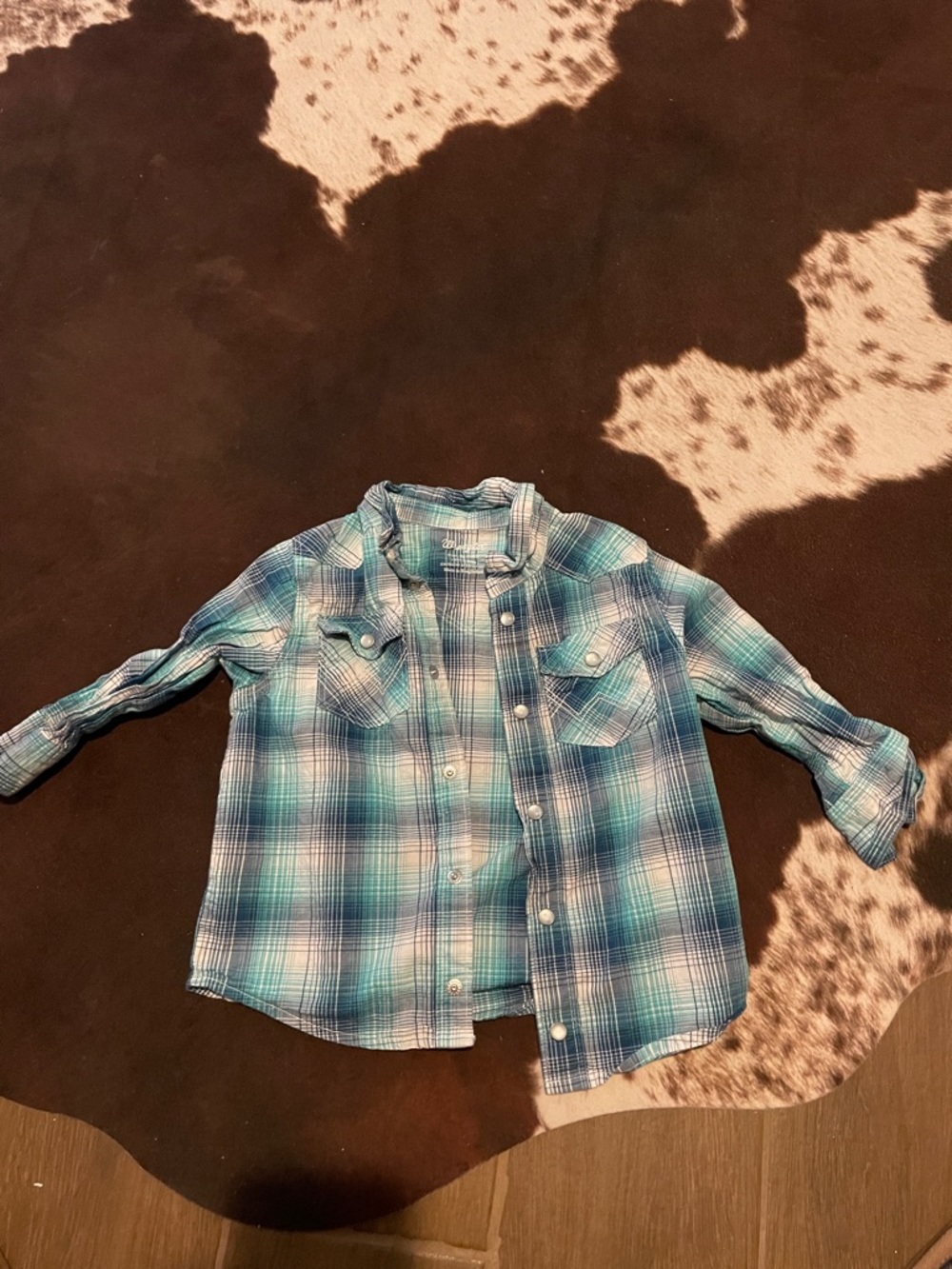 Wrangler Blue Plaid Button-Down Kids Shirt